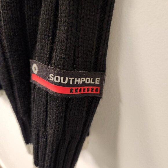 Vintage Southpole Sweater 1/4 Zip Rib Knit Ski Mens XL Black White Gray - Picture 10 of 12